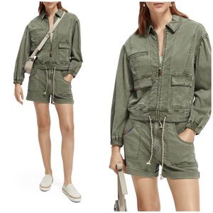 Scotch & Soda Green Garment-Dyed Utility Jacket in Small
